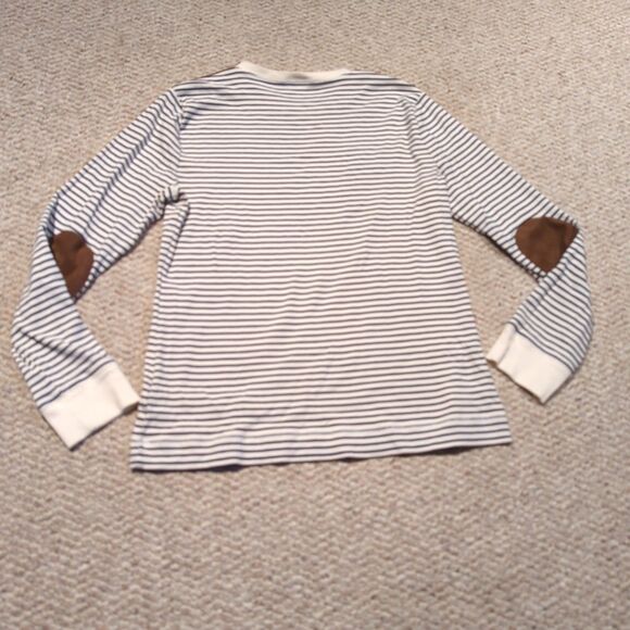 Lauren Ralph Lauren Top Shirt Womens XL Striped Elbow Patches Zipper Preppy - Picture 6 of 9